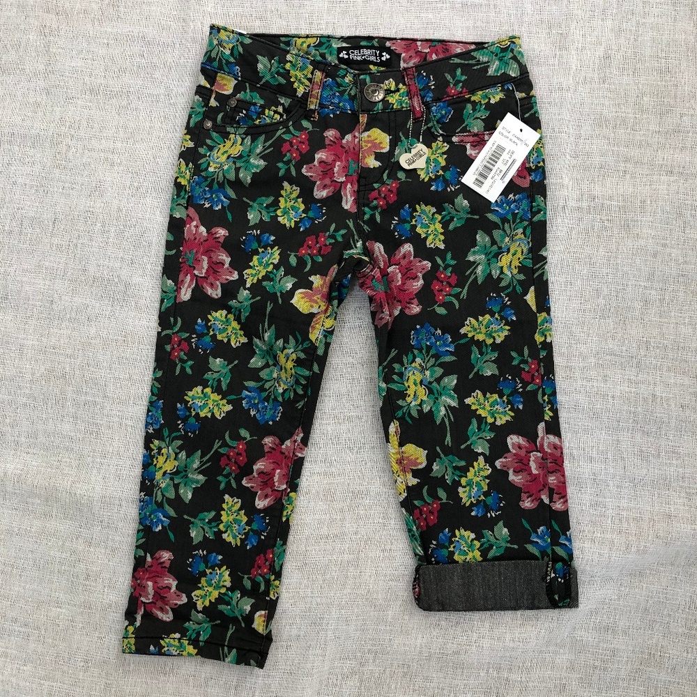 NWT-Celebrity Pink Girls Floral Jeans-Sz 7